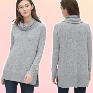 NWT GAP Softspun Cowl-Neck Top Sz Small Gray